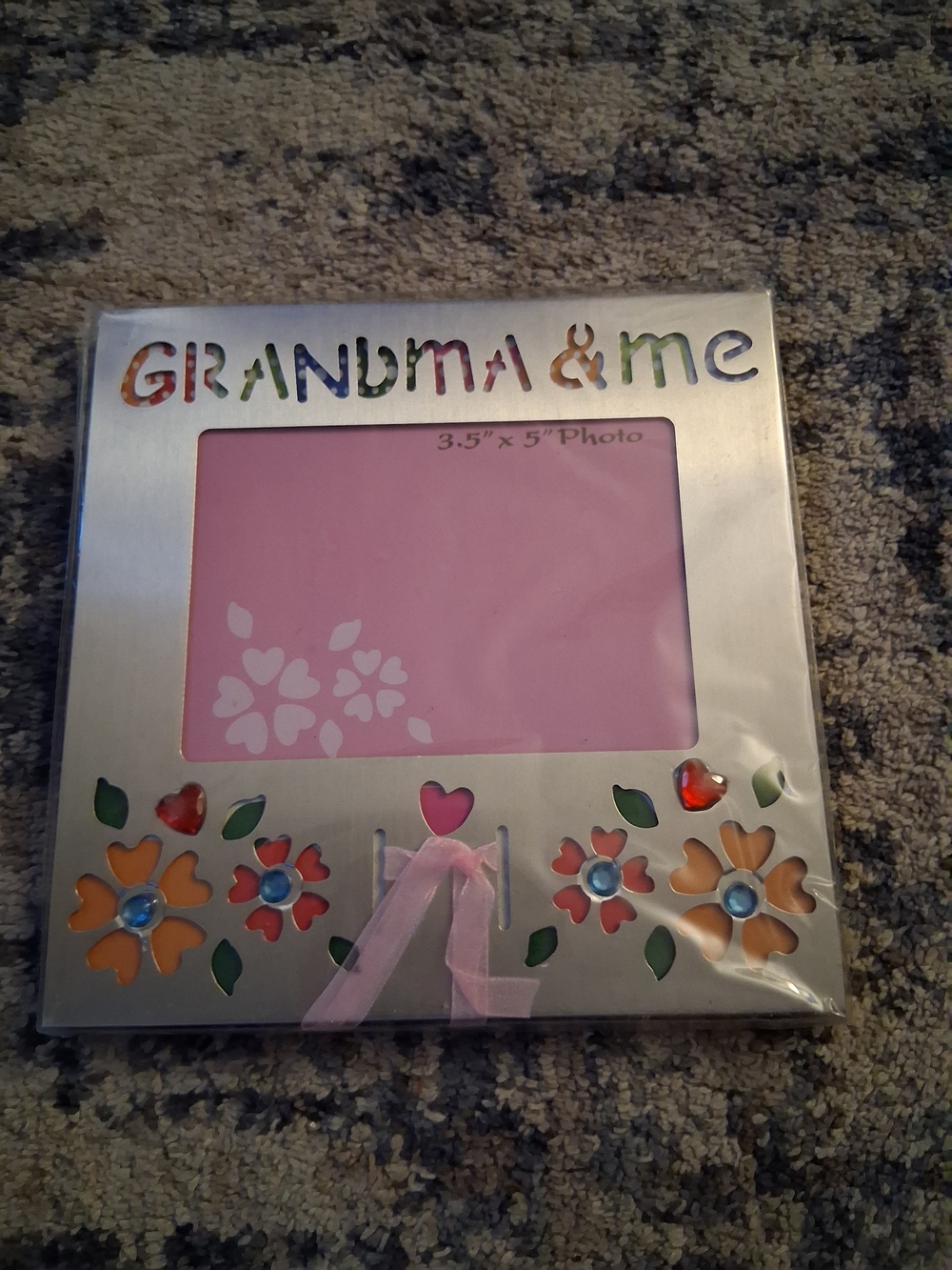 Silver 'Grandma & Me' Photo Frame with Colorful Inlays